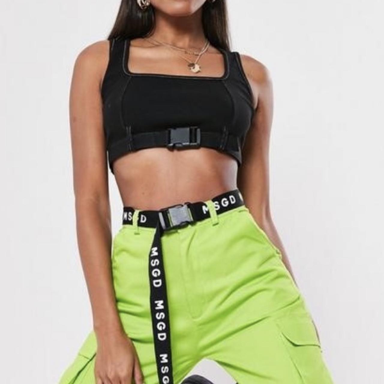 Missguided crop top with deals seatbelt detail in black