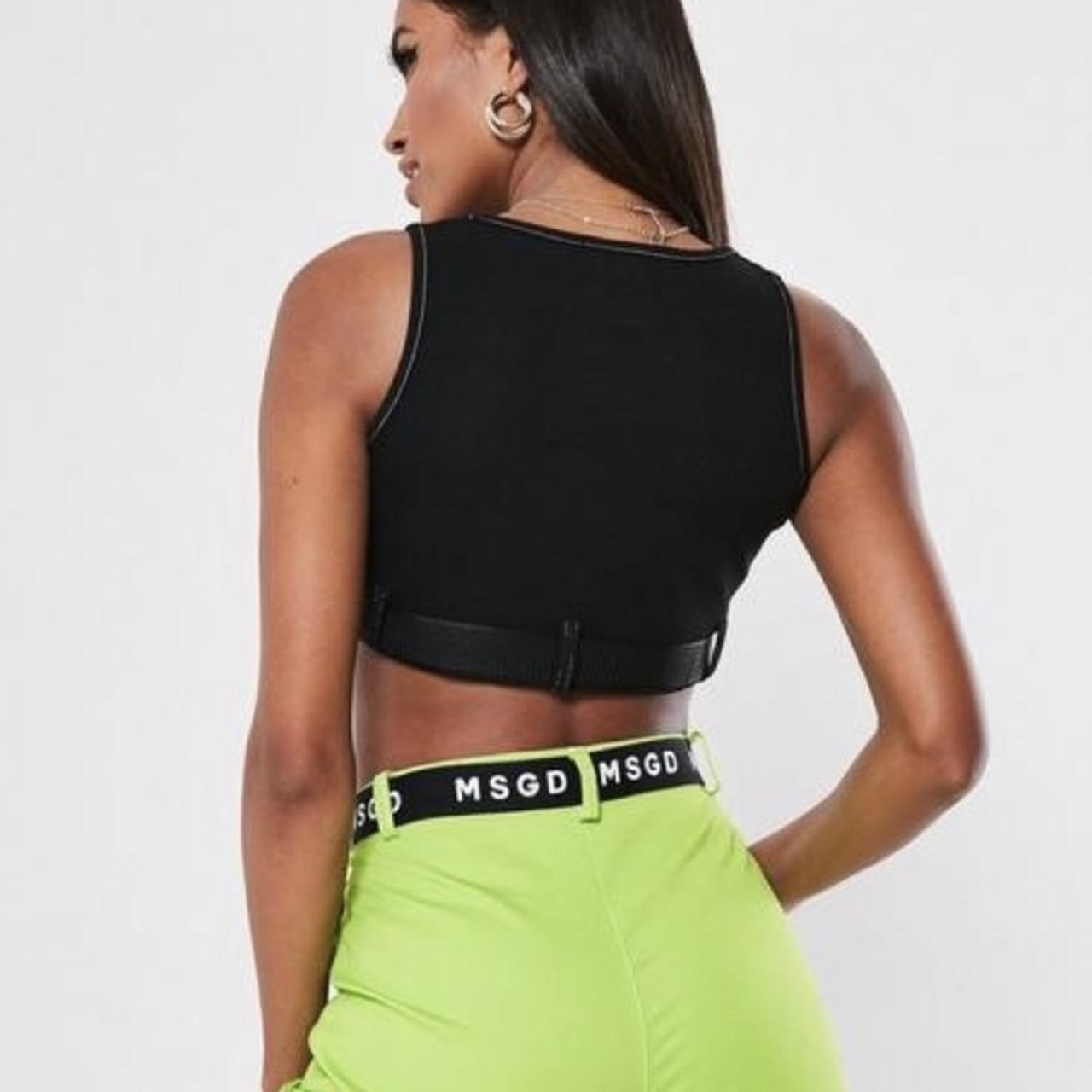 Missguided crop top with deals seatbelt detail in black