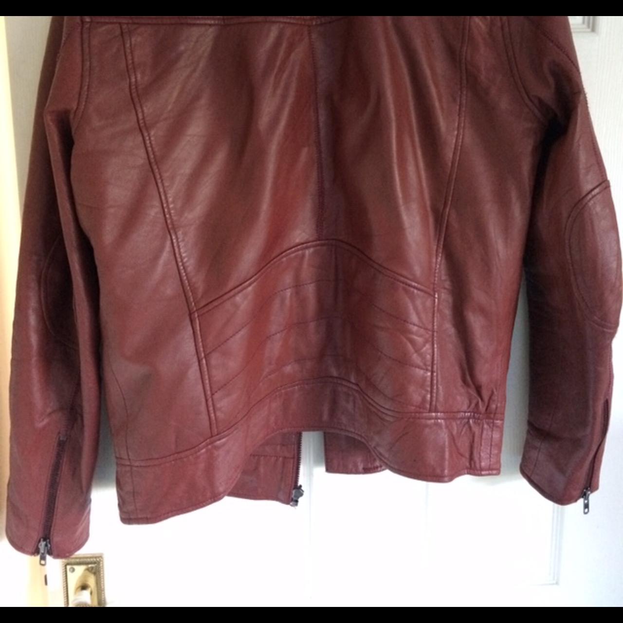 REAL LEATHER DARK RED RELIGION BIKER JACKET. It's... - Depop