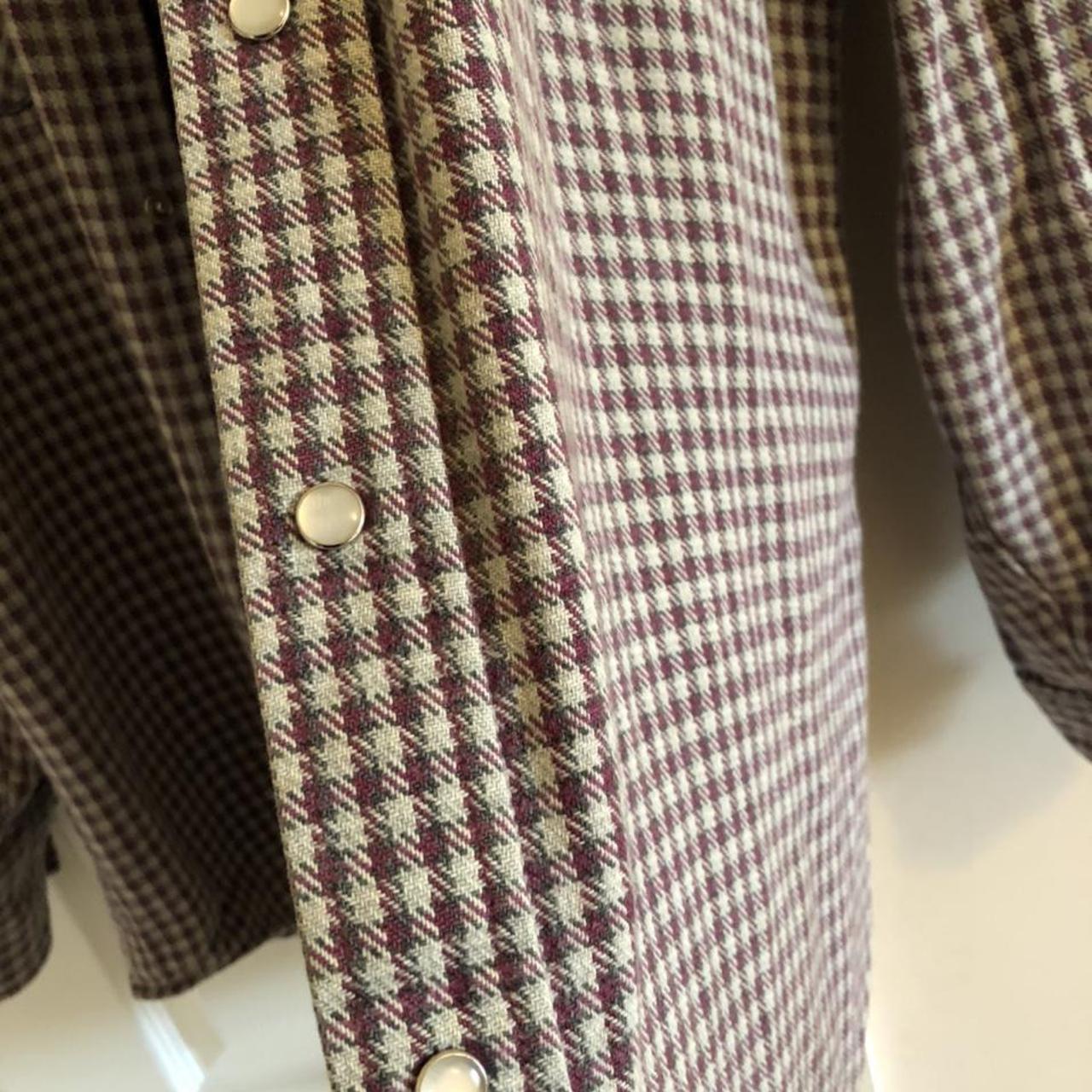 White and burgundy check vintage shirt Hardly... - Depop