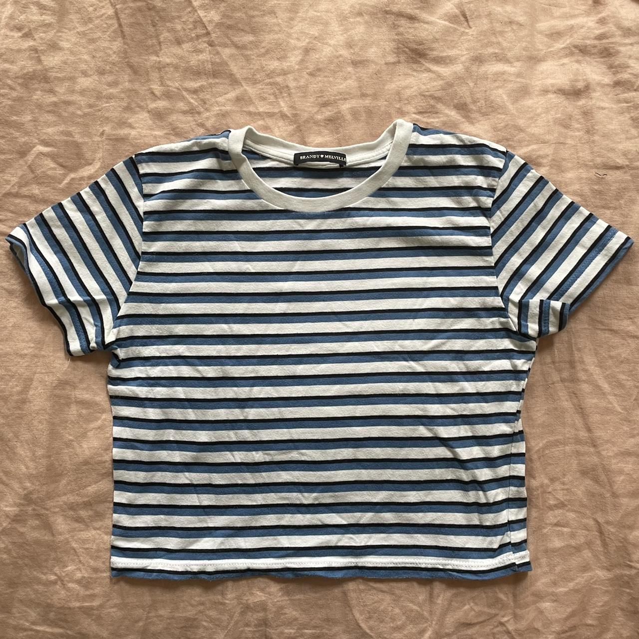 striped baby tee from brandy melville barely worn... Depop
