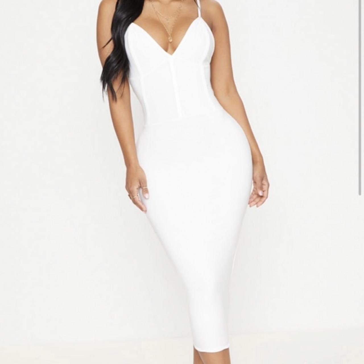 Shape ivory slinky shop panelled midi dress