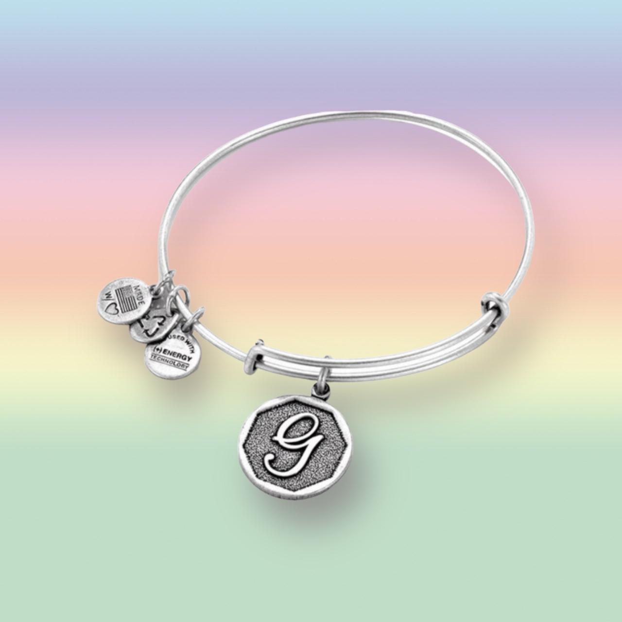 Alex and Ani initial G silver charm bangle bracelet... Depop