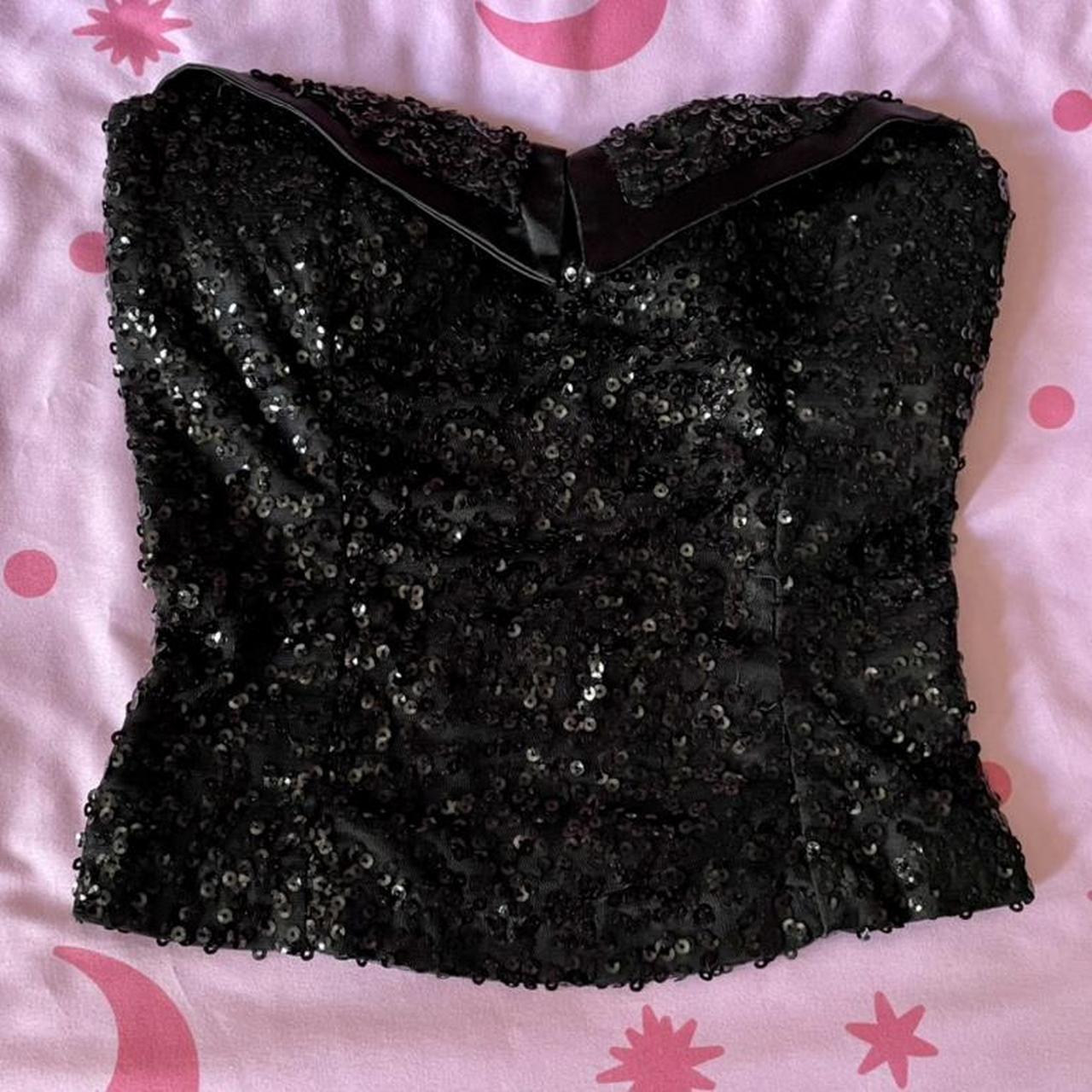 BODY CENTRAL Sequin Y2K Top 🔪 Strapless with sequins... - Depop