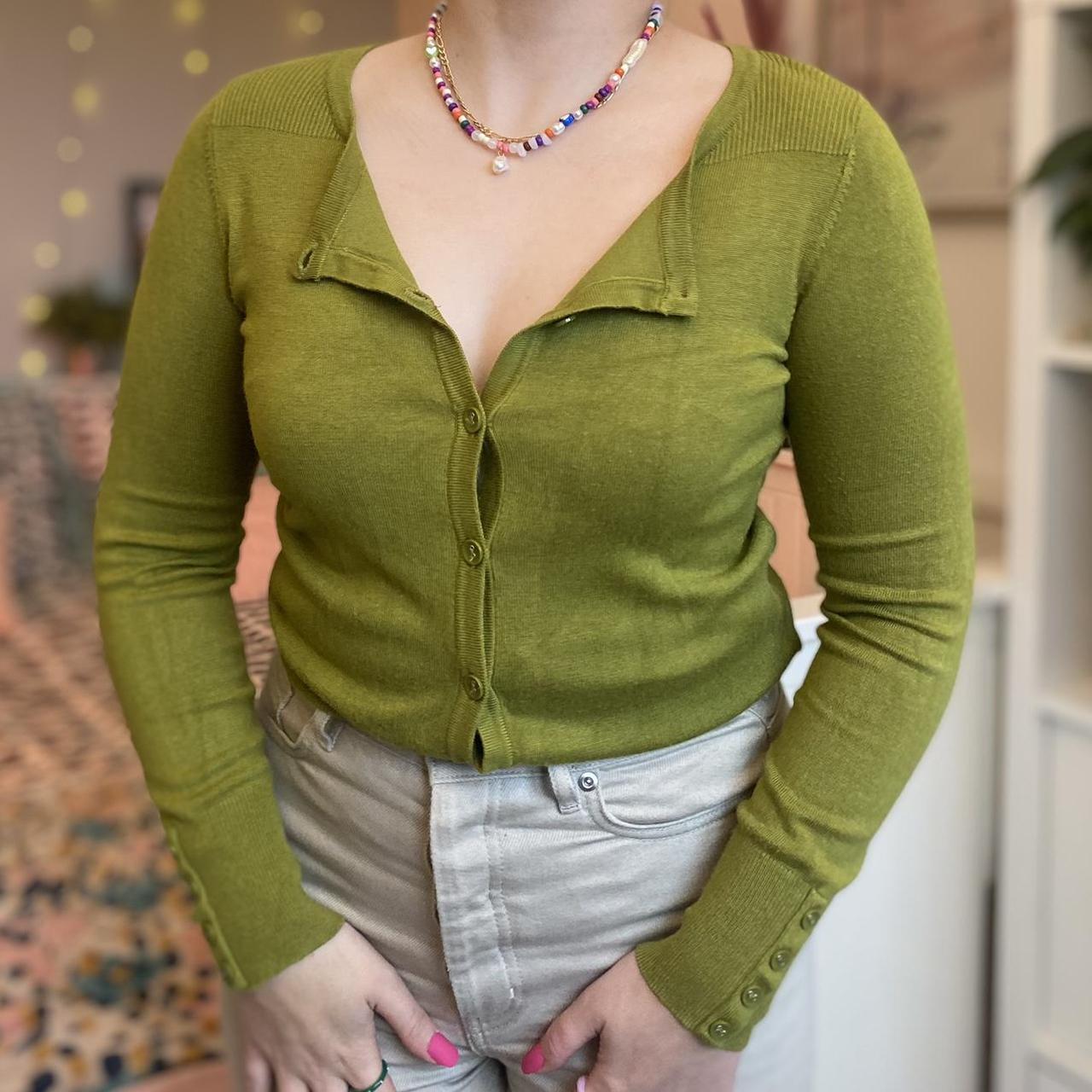 Debenhams Women's Green and Khaki Cardigan Depop