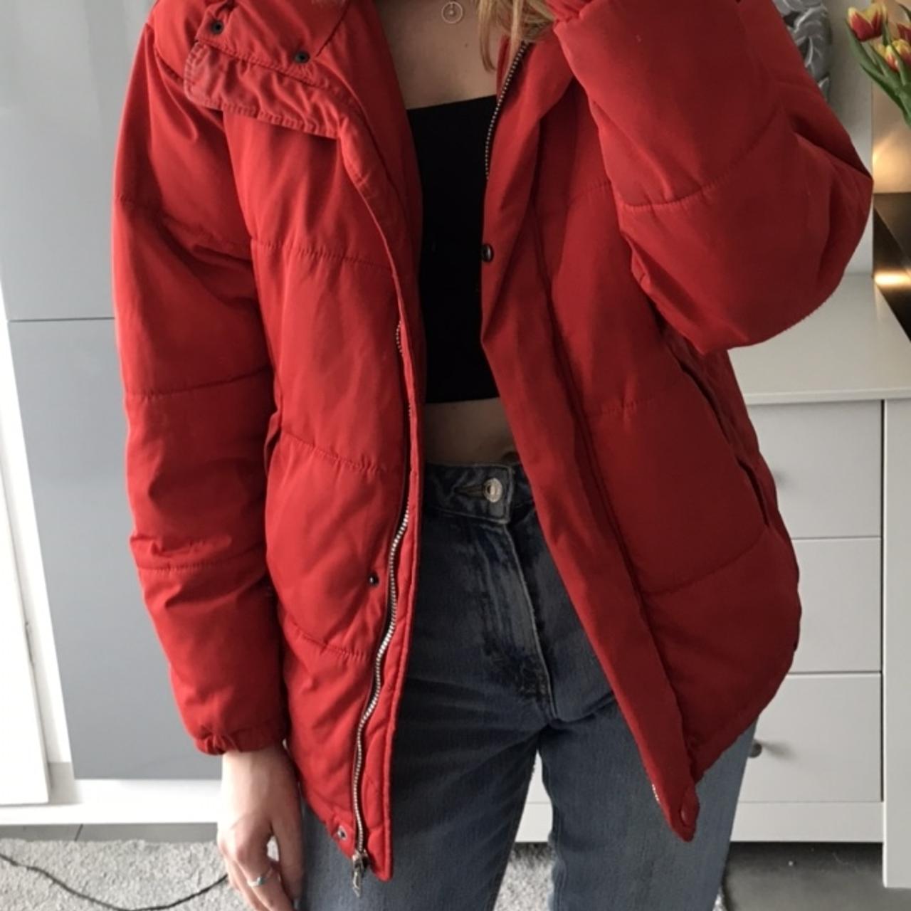 Pull and bear red puffer jacket best sale