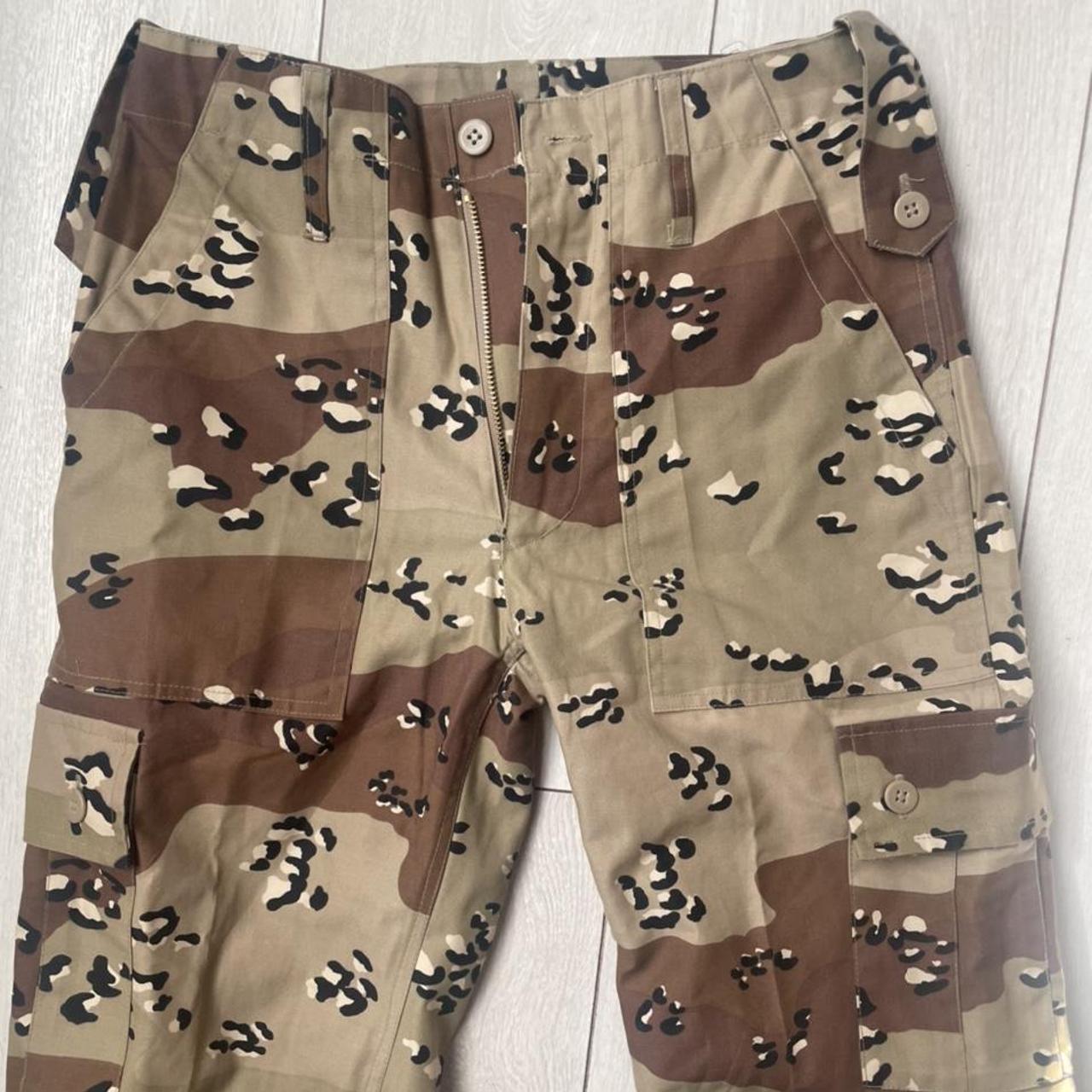 Y2K Military camouflage cargo combat trousers.... - Depop