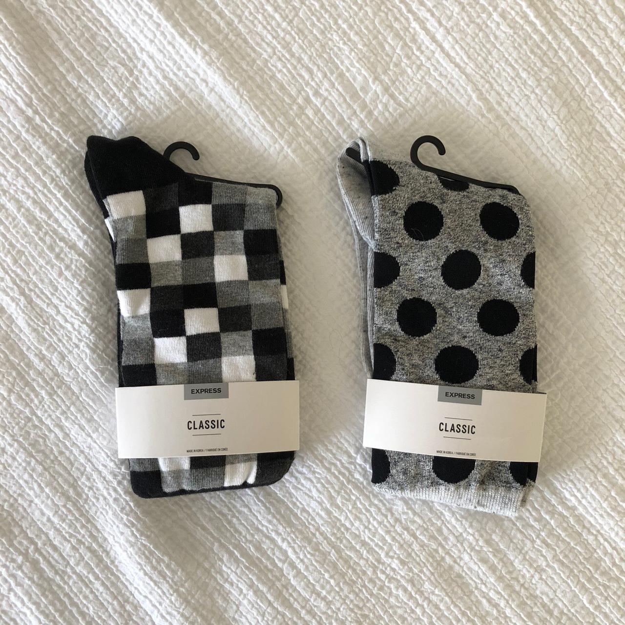 Express Men's Black and Grey Socks Depop