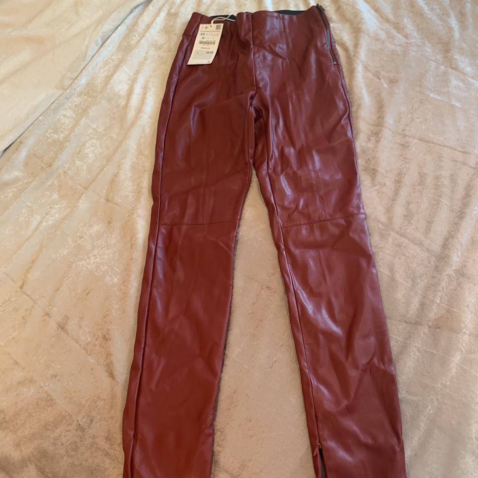 red leather pants zara