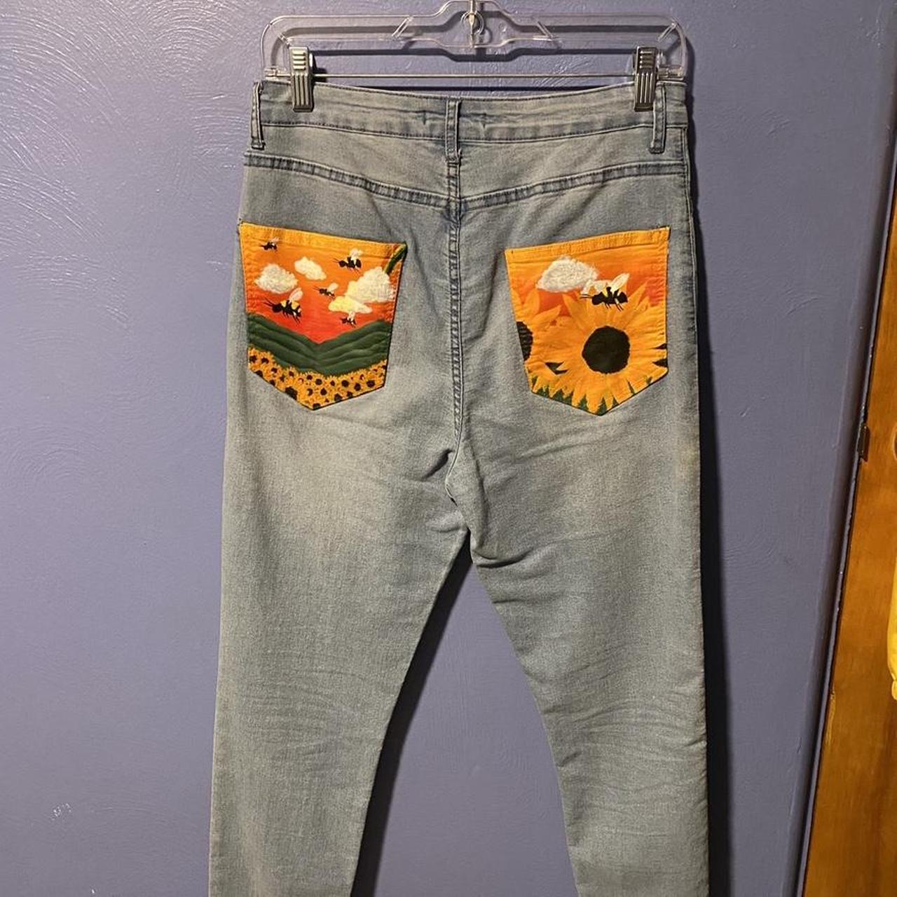 hand painted jeans inspired by Flower Boy by Tyler,... - Depop