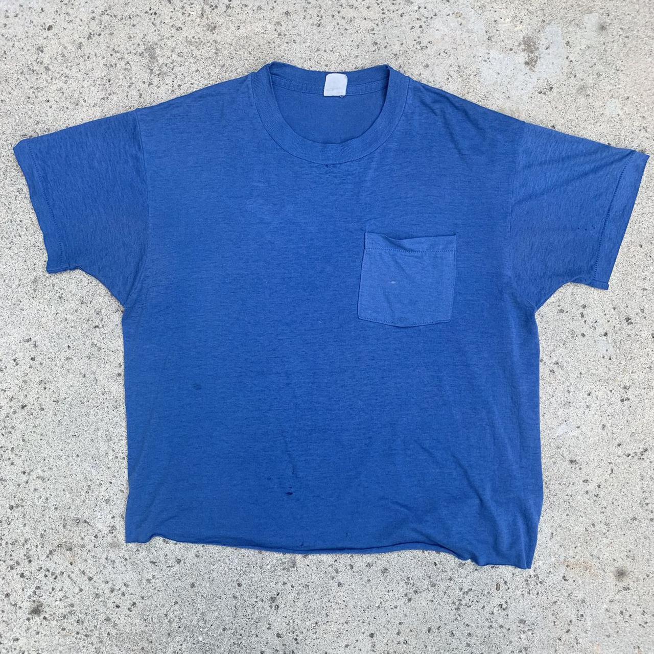 American Vintage Men's Blue and Navy T-shirt | Depop