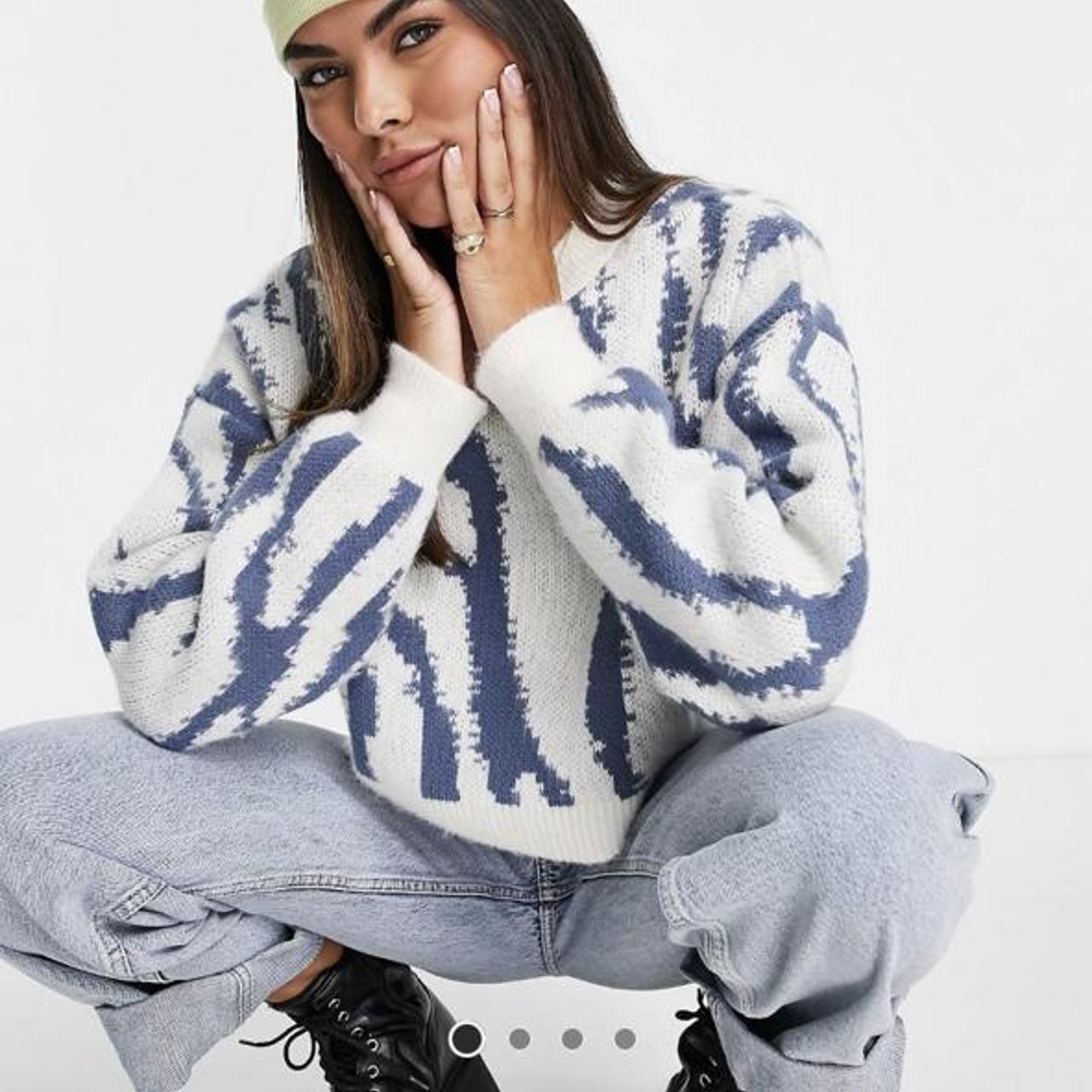 Top shop knitted abstract animal print crop Depop