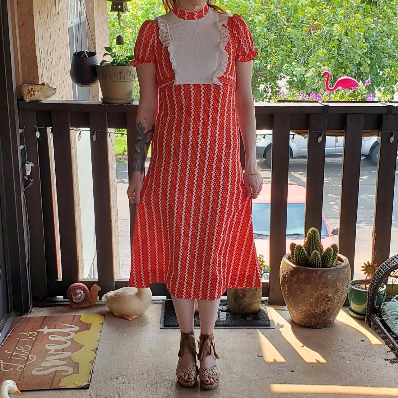 American Vintage Women's Red and White Dress (2)
