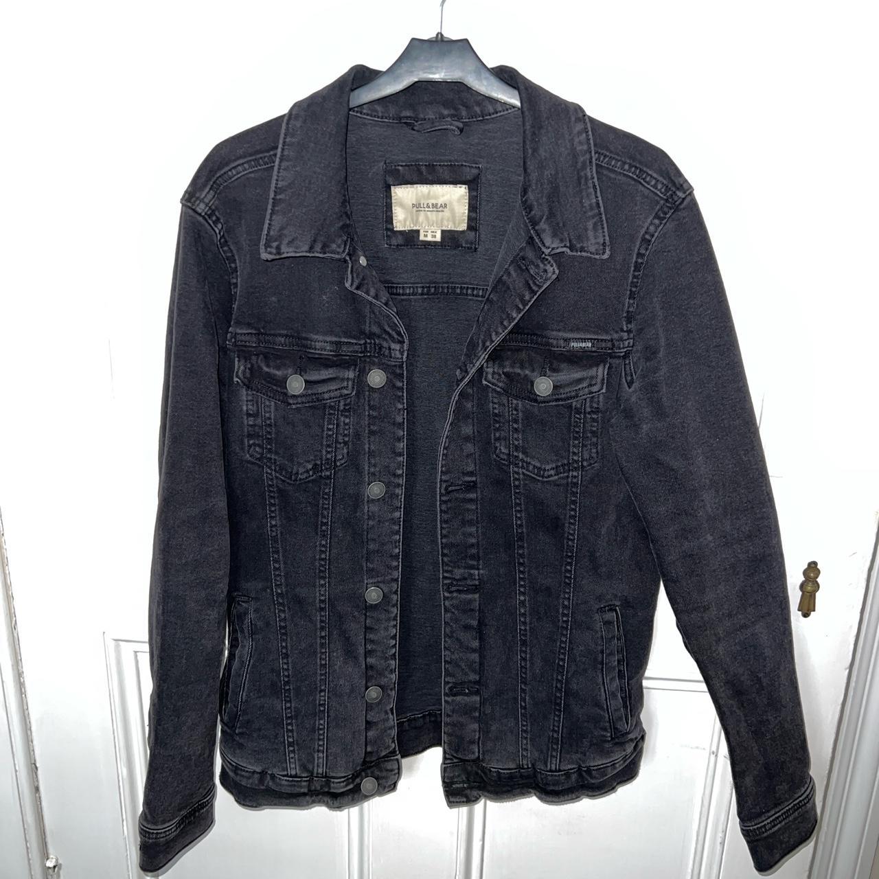 Black denim jacket pull best sale and bear