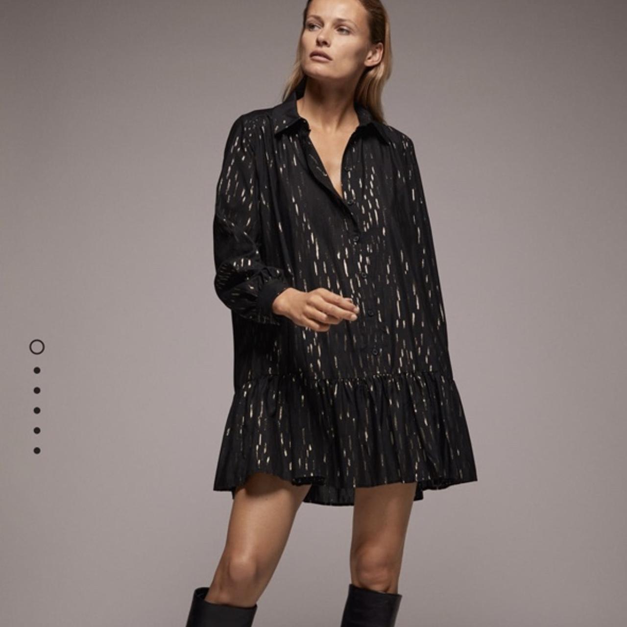 metallic thread shirt dress zara