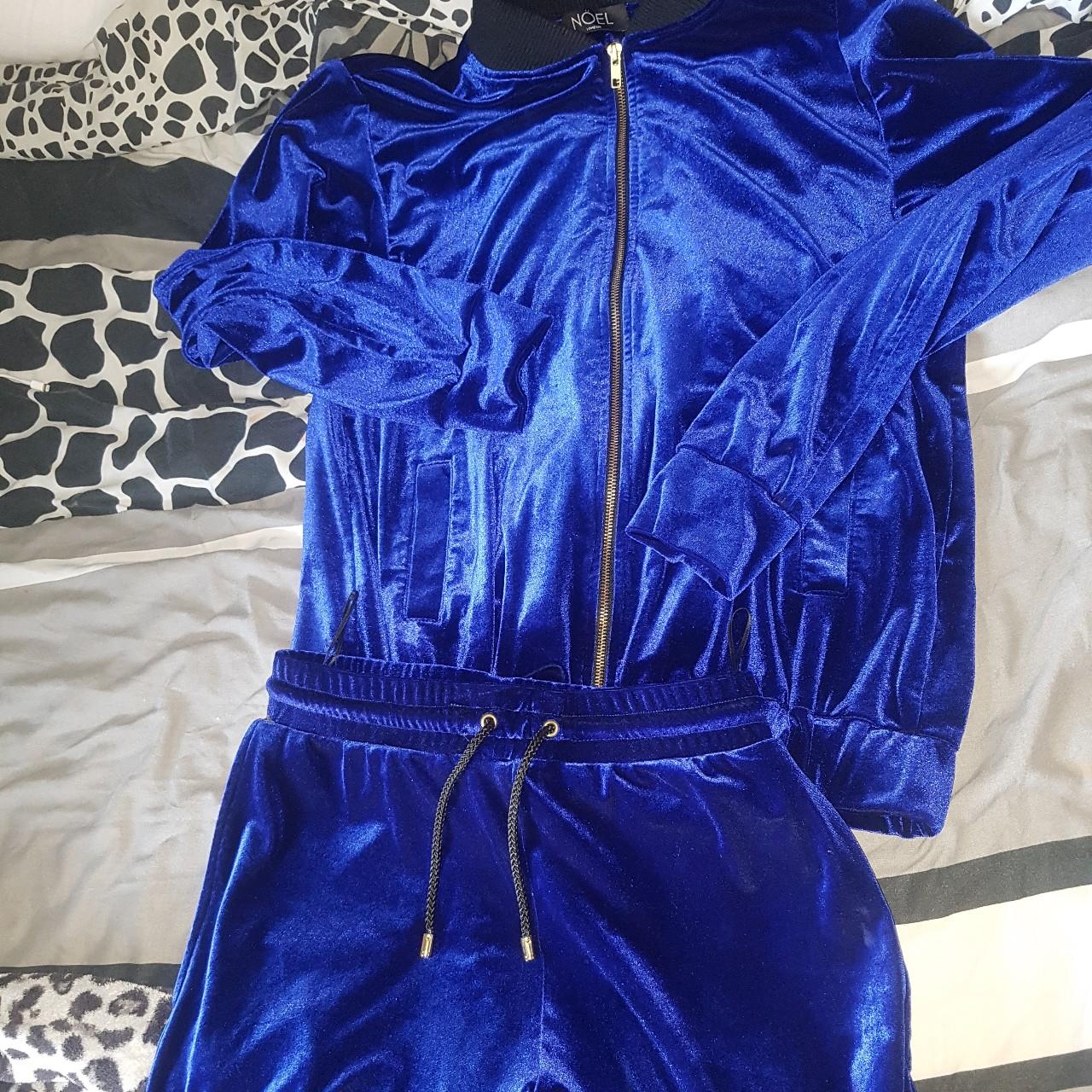 velvet blue track suit