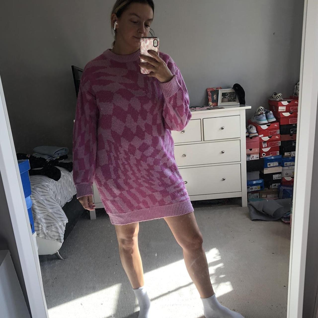 H&M pink swirly jumper dress. Sold out instantly... - Depop