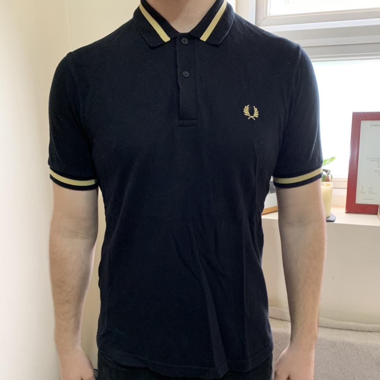 Fred Perry black / champagne M12 polo shirt Men's M... - Depop
