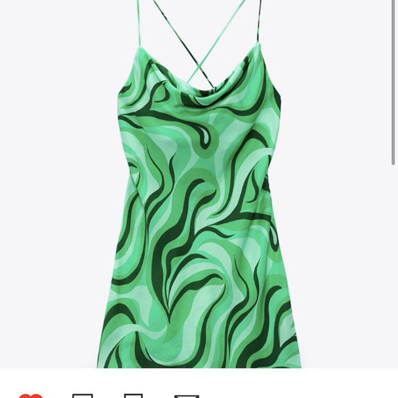 zara green swirl mini dress