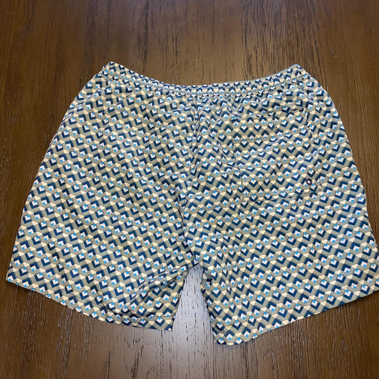 Mango Mens Swimming Shorts Green Blue and Yellow... Depop
