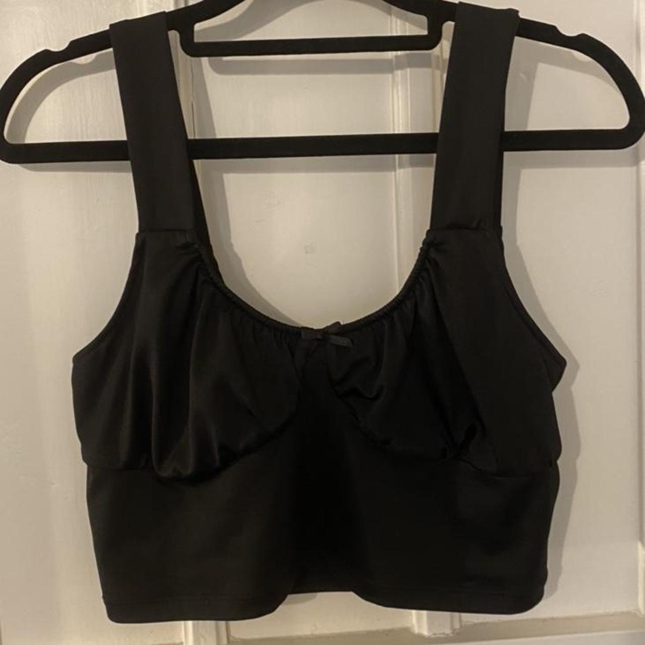 black crop top with bra detailing never worn but no... - Depop