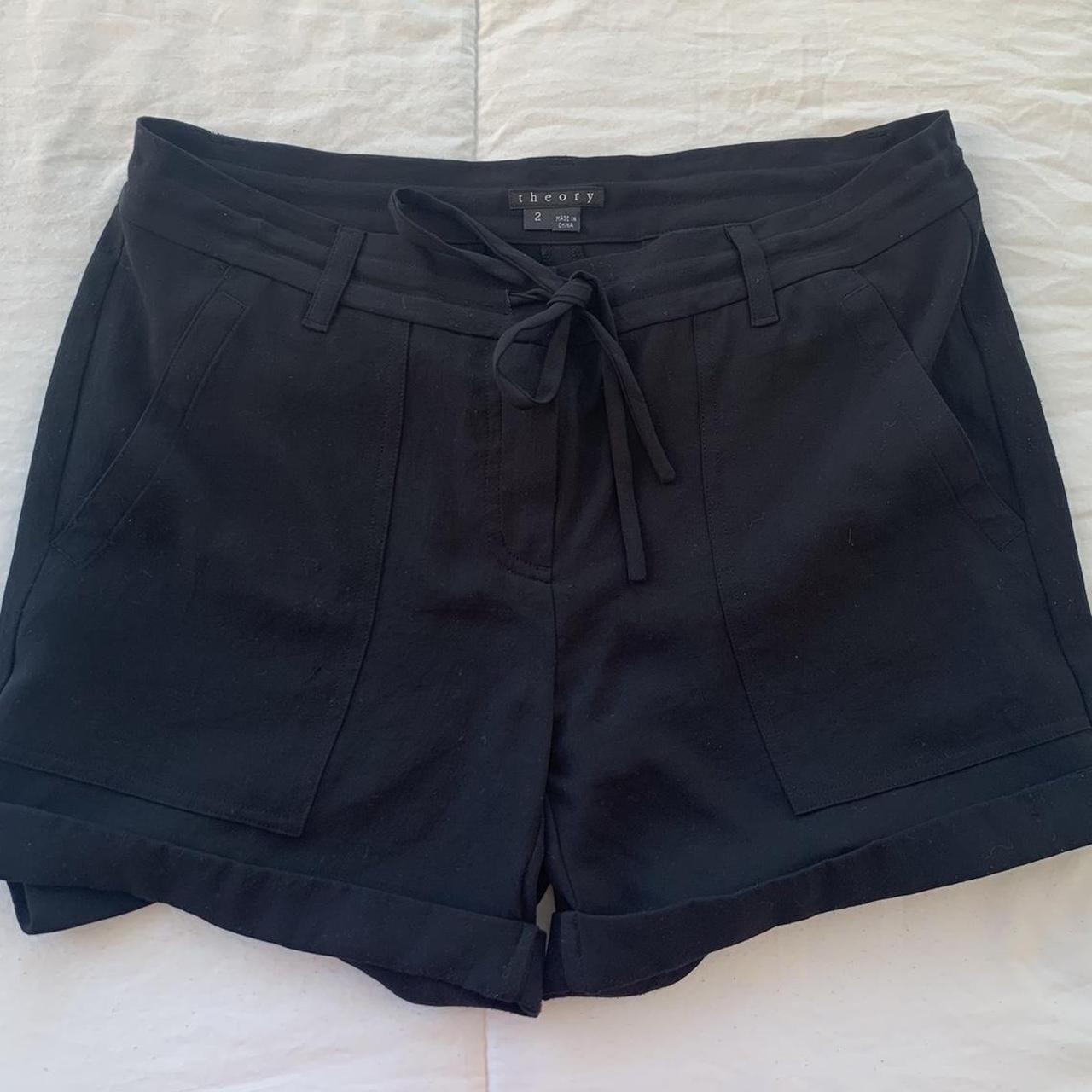 Theory Black Silky Shorts. Fit size 2-4 loose fit... - Depop
