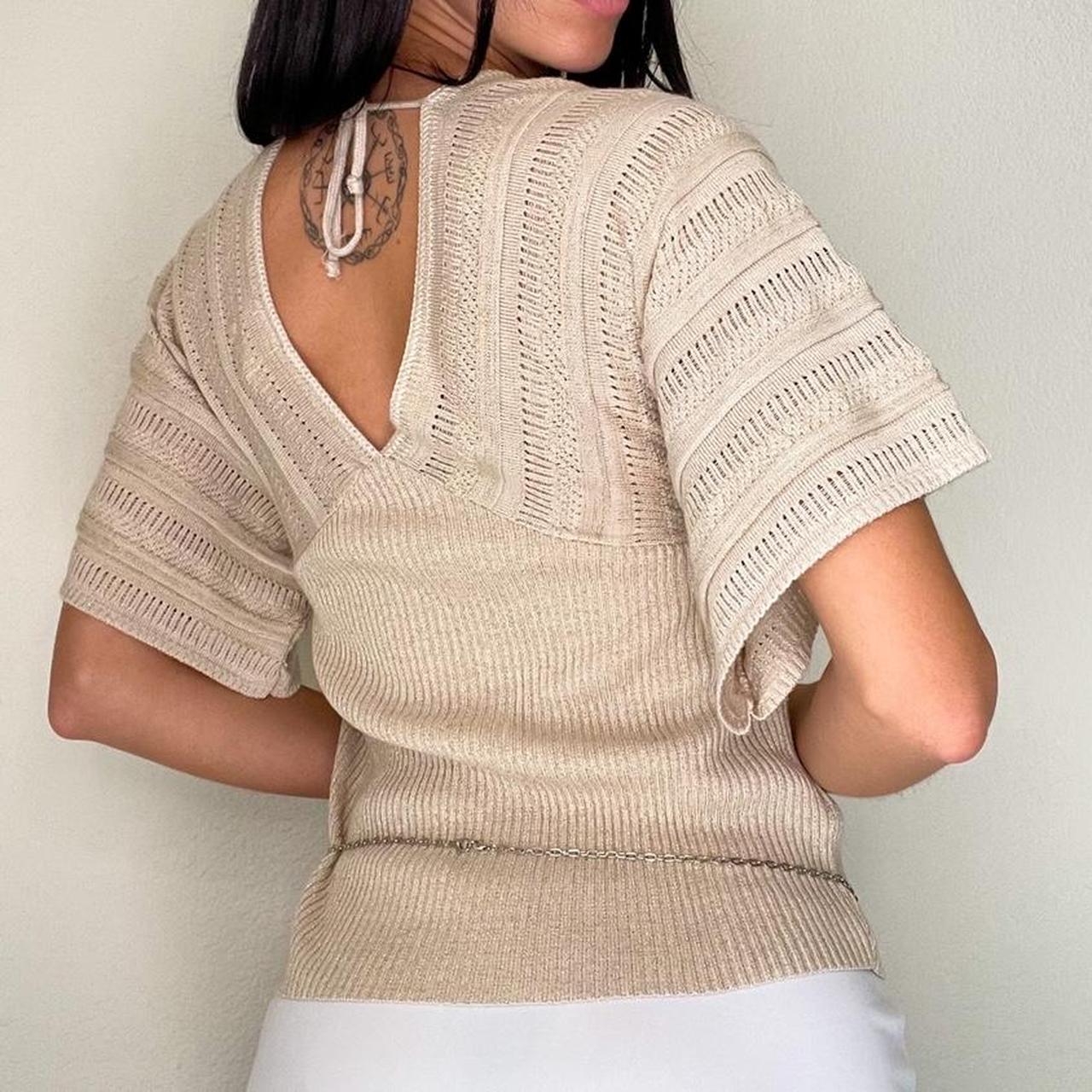 Beige glitter knit top! This adorable top features... - Depop