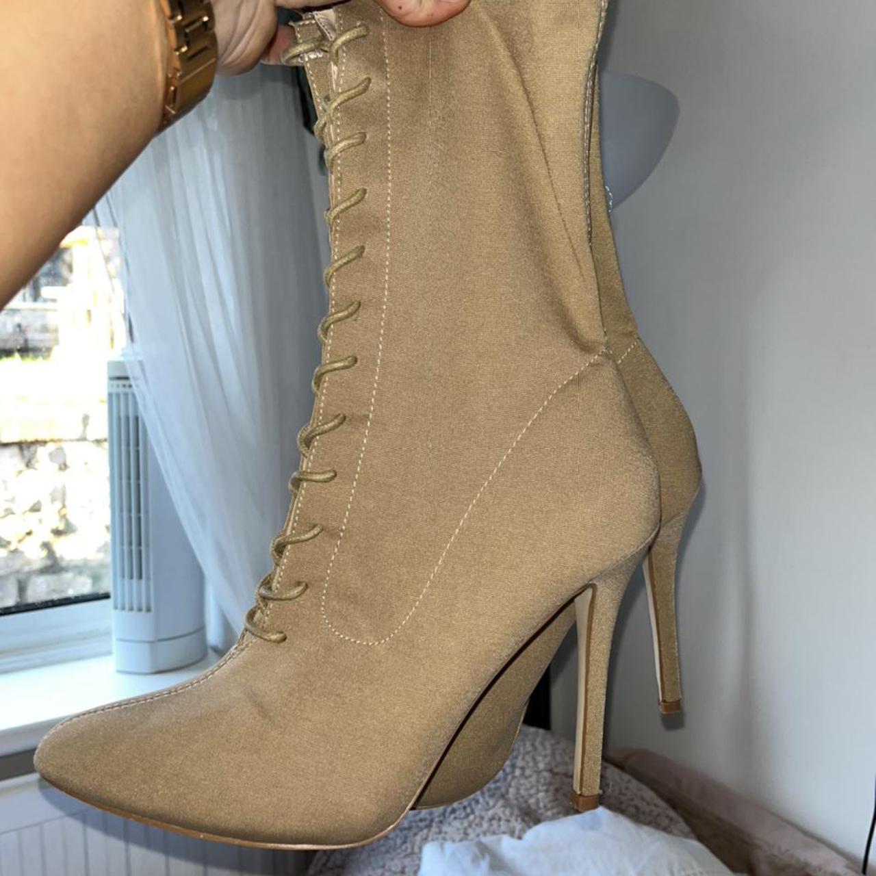 Nude lace up hot sale sock boots