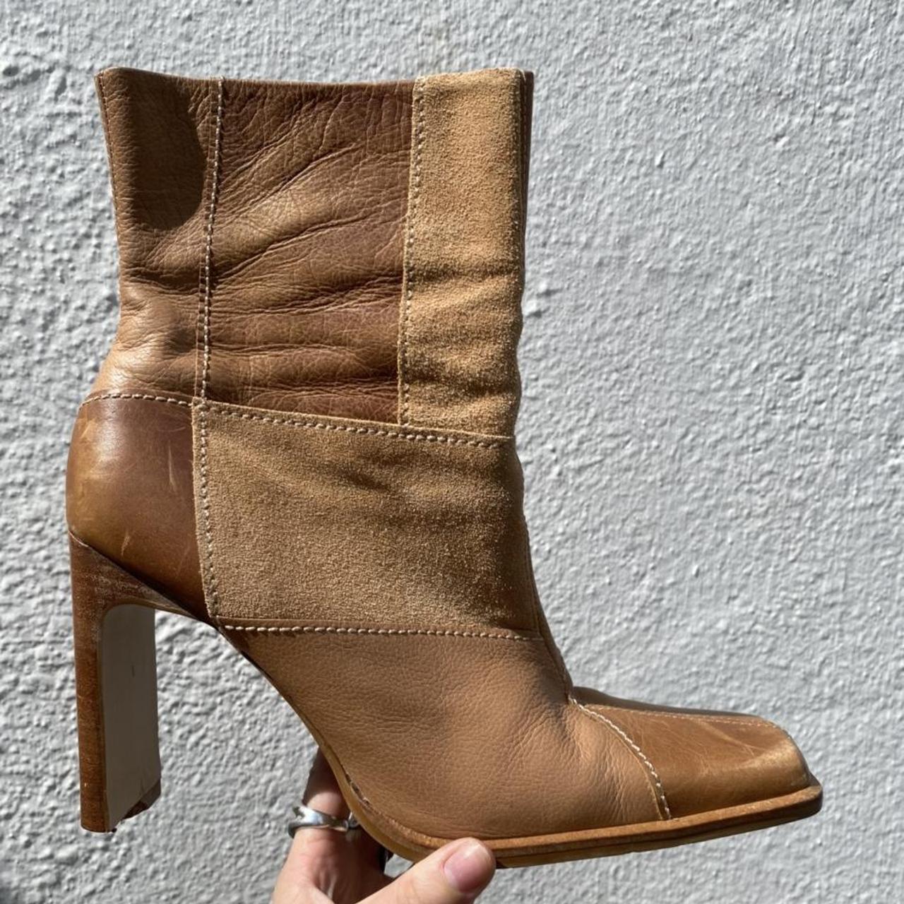 beige square toe boots