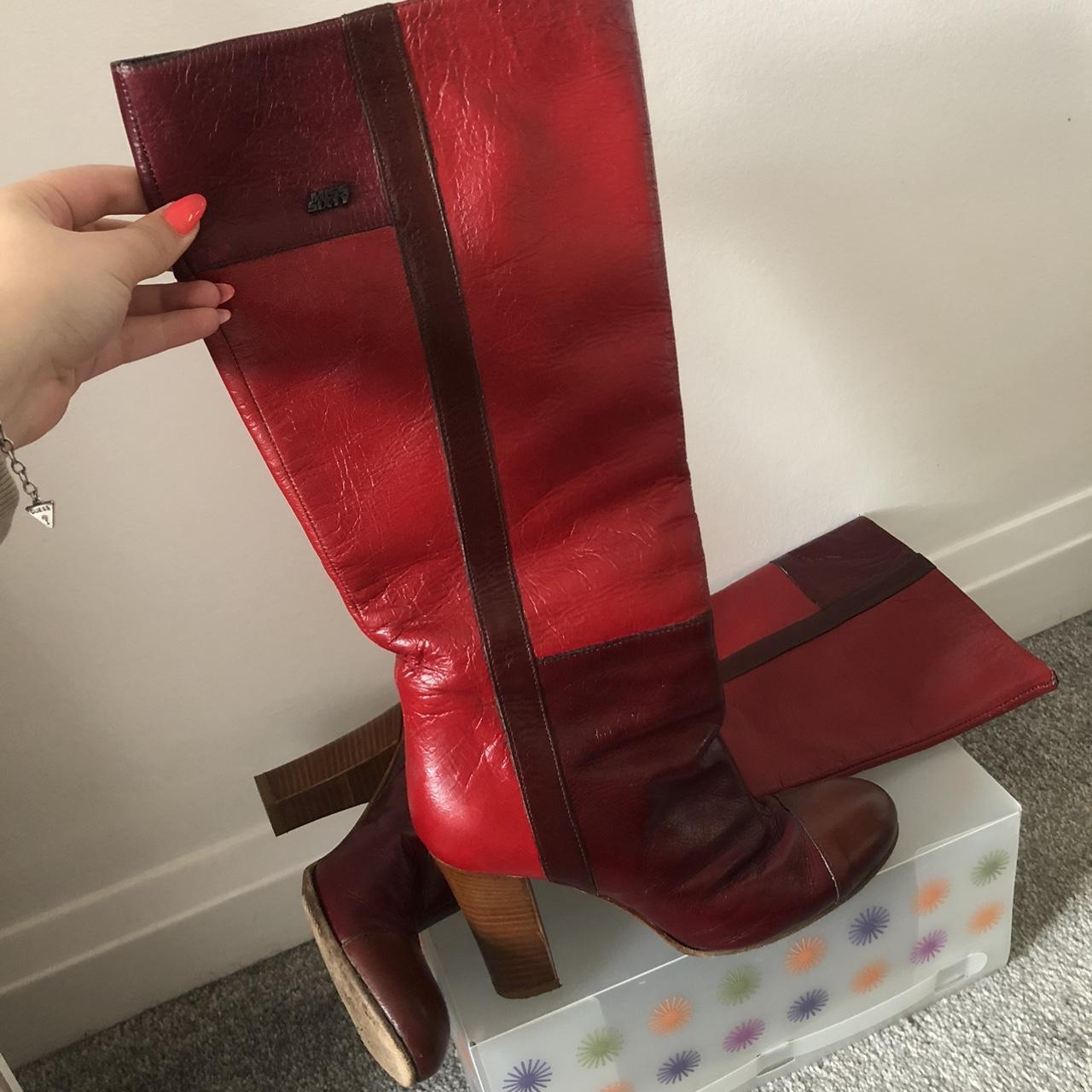 MISS SIXTY leather red knee high boots Absolutely... Depop