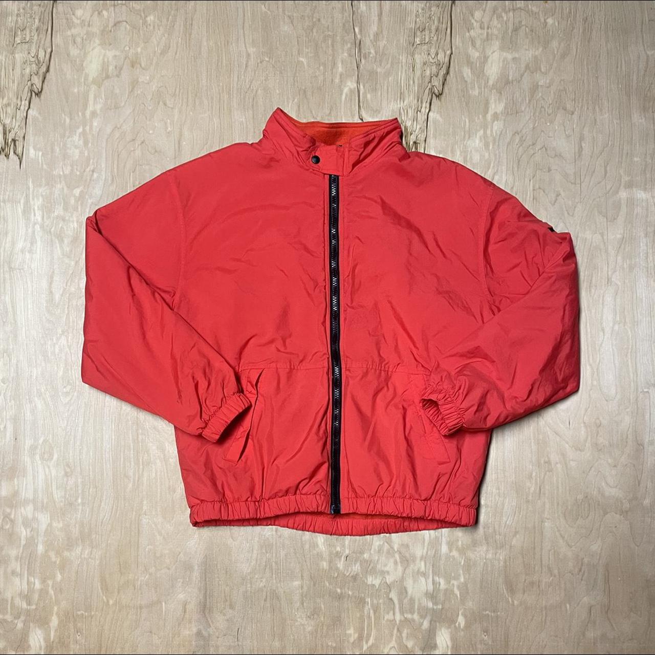 GAP Puffer jacket Bright Red orange Large Shoulders:... - Depop