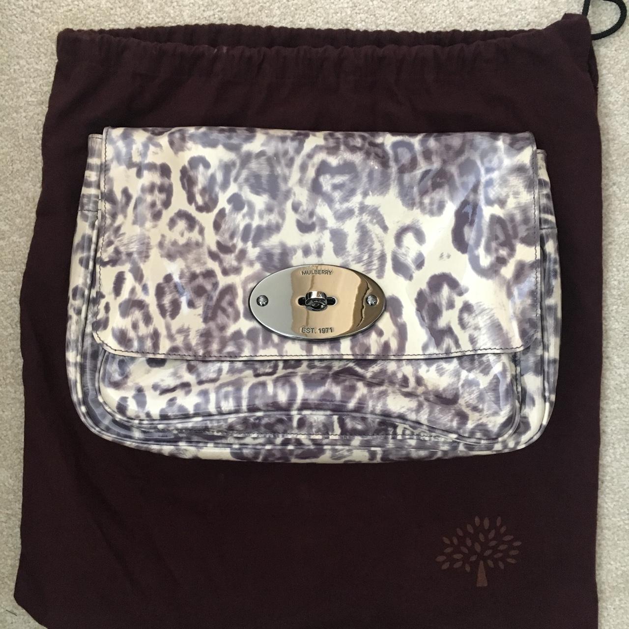 Leopard print patent online clutch bag