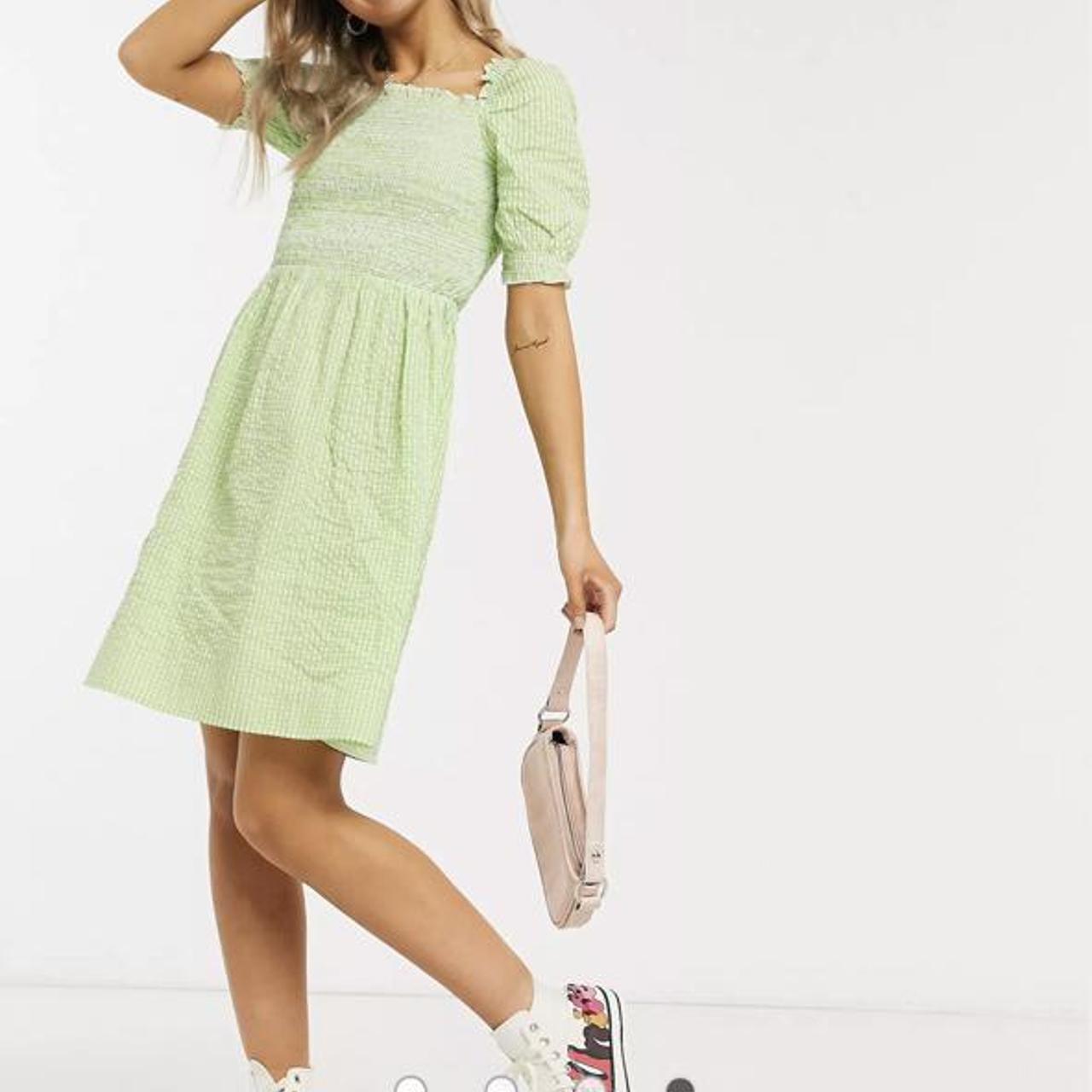 monki green gingham dress