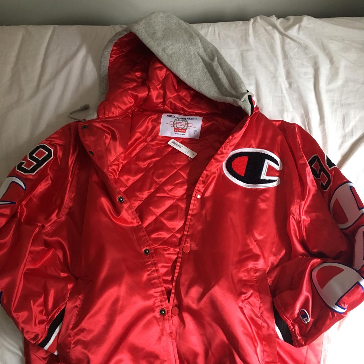 Supreme corduroy denim jacket red hood