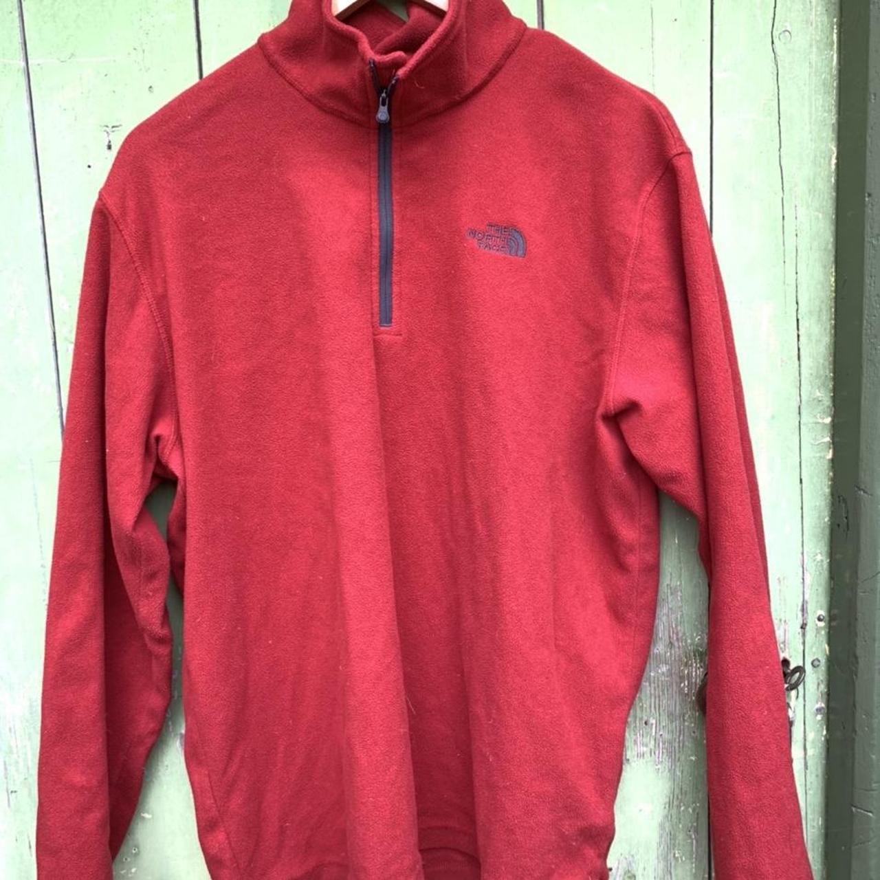 North Face quarter zip fleece in red Cosy and cool!... - Depop