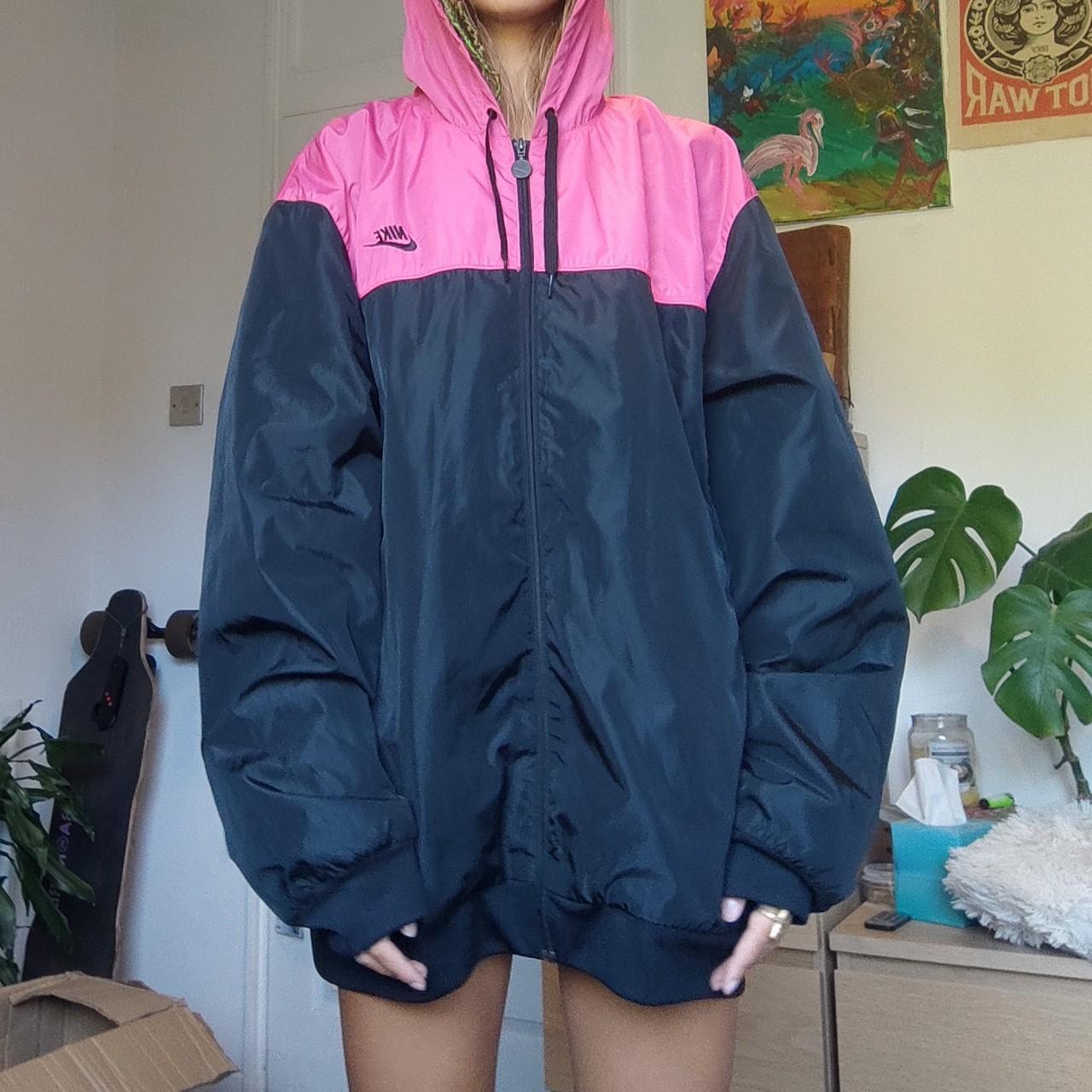 NIKE WINDBREAKER PINK AND BLACK SIZE L SUPER WARM... Depop