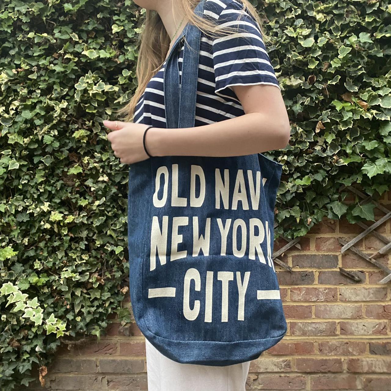 Lovely denim old navy shoulder bag. Design is on one... - Depop