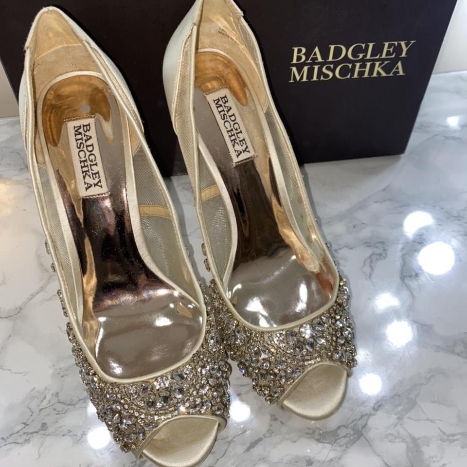 Badgley Mischka Pepper Embellished Peep toe size... - Depop