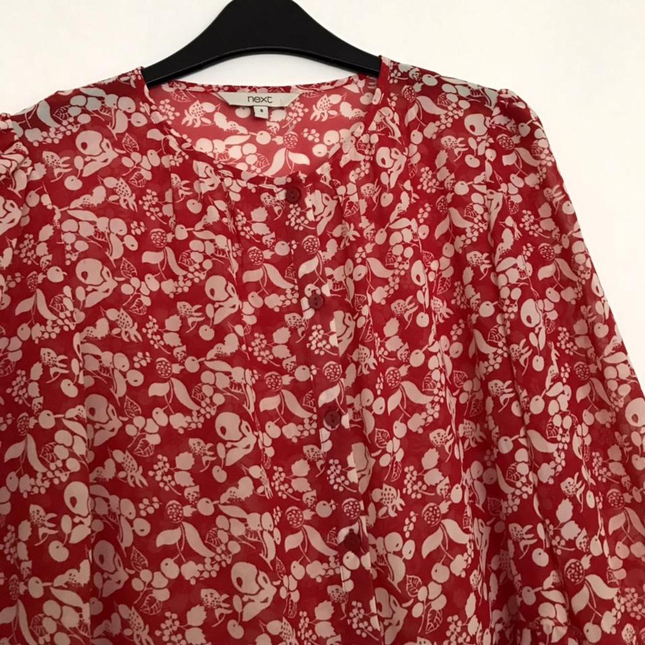 Next Women's Red and Cream Blouse (2)