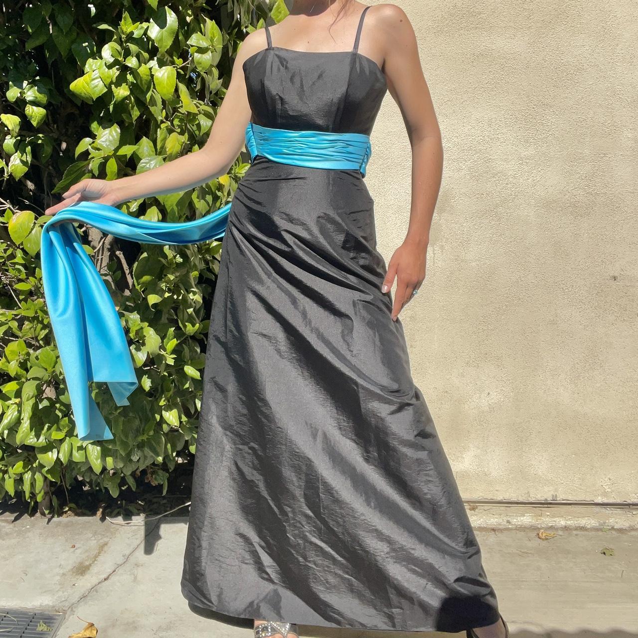 Black Dress with Blue Sash