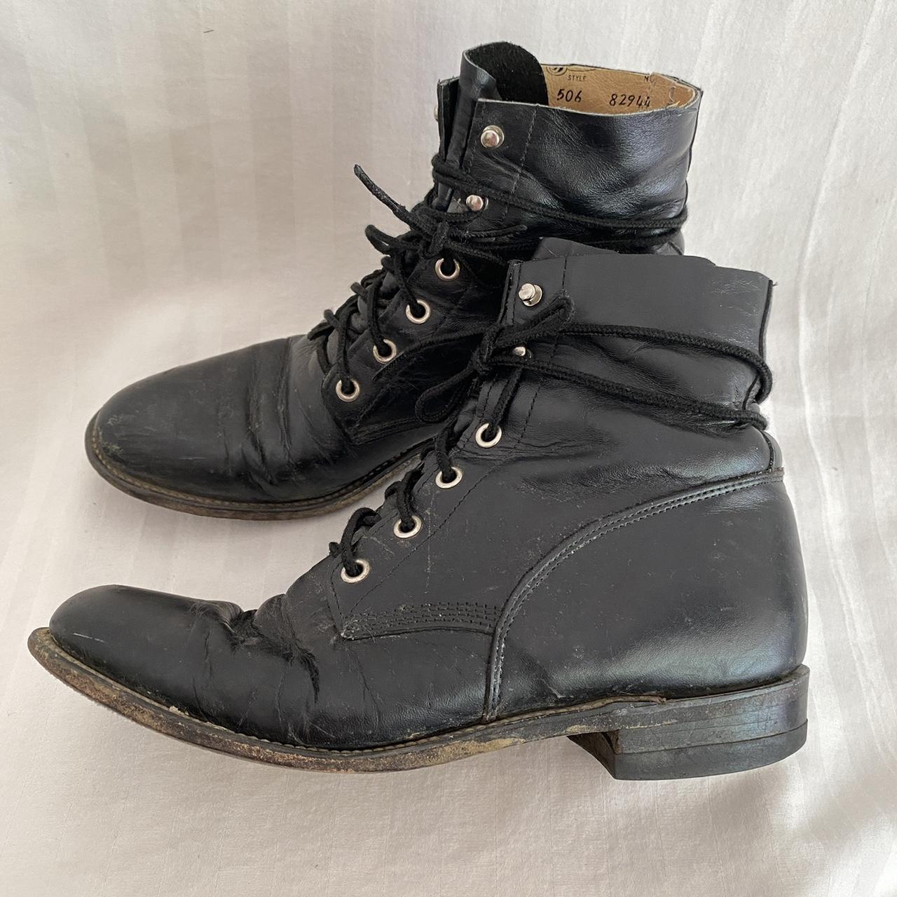 Vintage leather ‘Justin’ cowboy ish boots , sz 7.5... - Depop