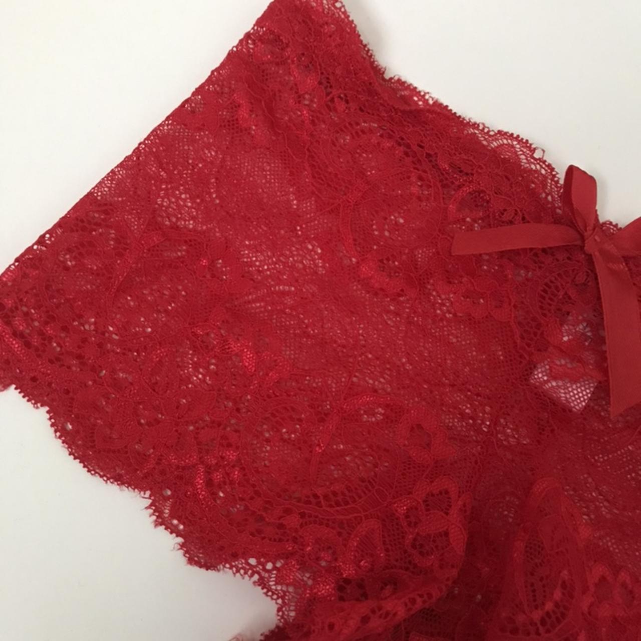 Red lace French knickers with satin bow Available in - Depop