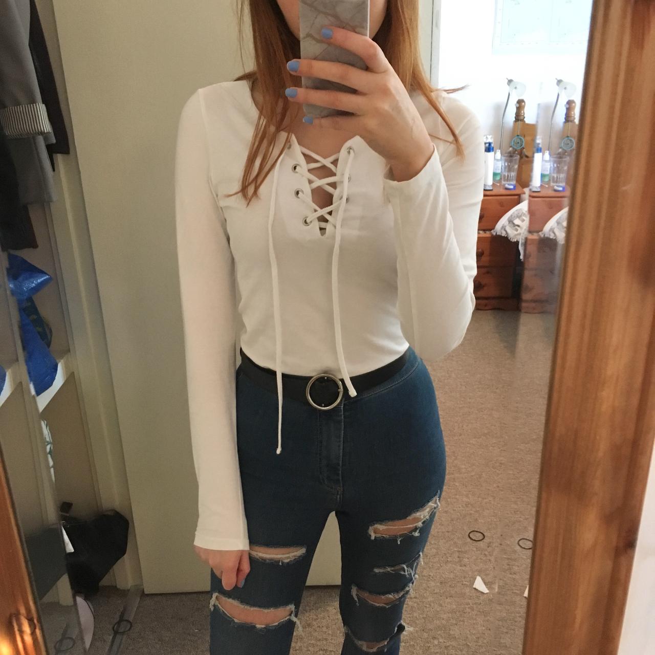 guess lace up top