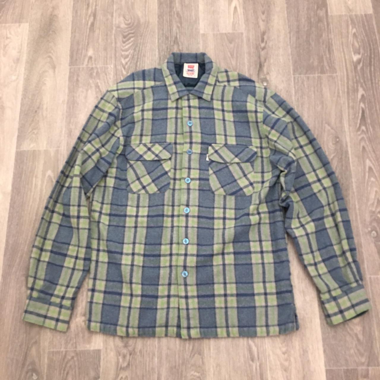 LEVI’S thick flannel shirt Blue/green/grey... - Depop