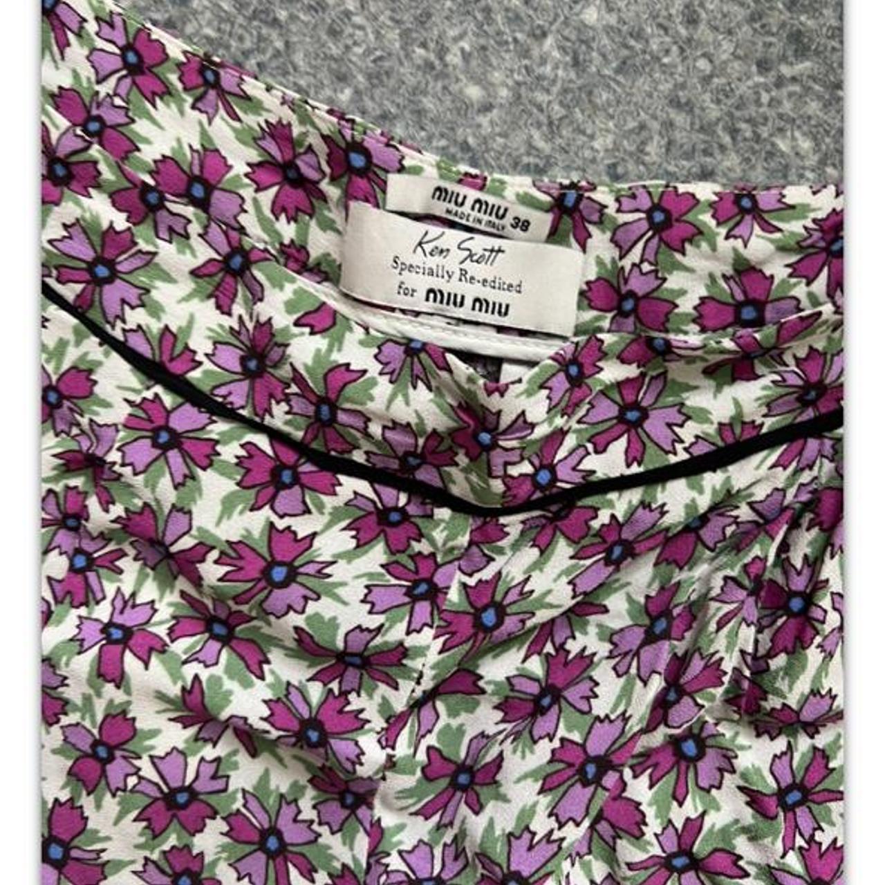 Miu Miu X Ken Scott Pink Floral Print Silk Top - Depop