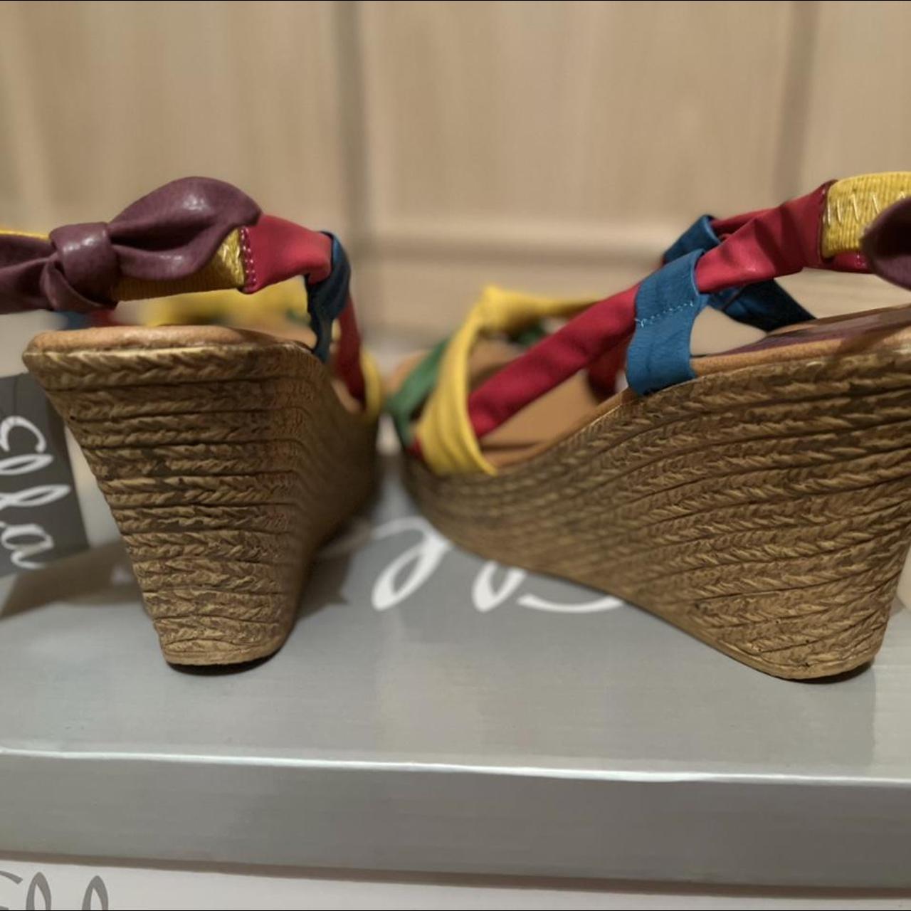 Wedges with soft rainbow straps elasticated at the... - Depop