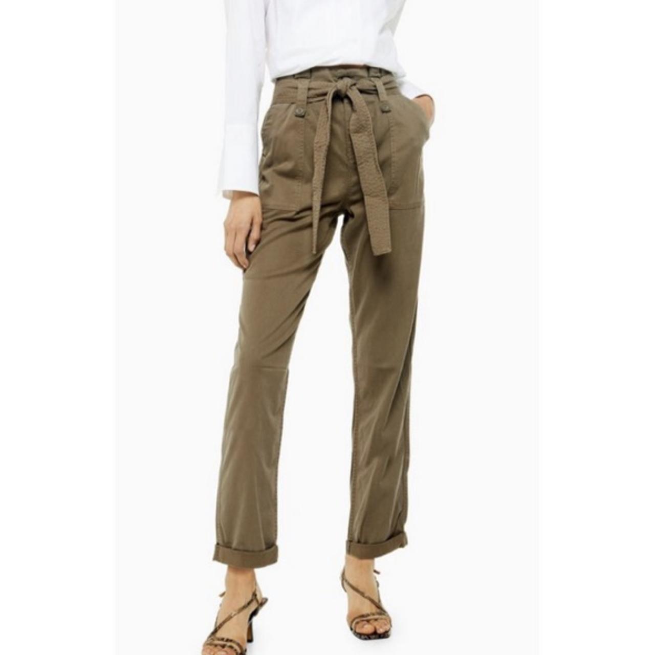 Topshop embroidered parachute balloon low rise cargo trousers in khaki-Green  | £42.00 | Closer