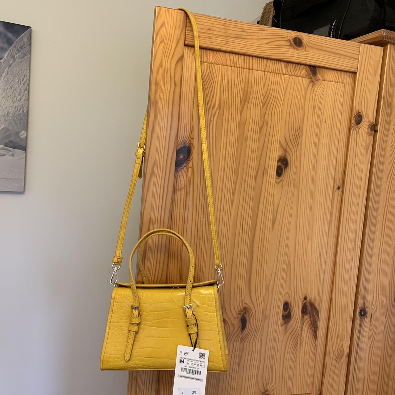 Zara mustard yellow flap mini city bag
