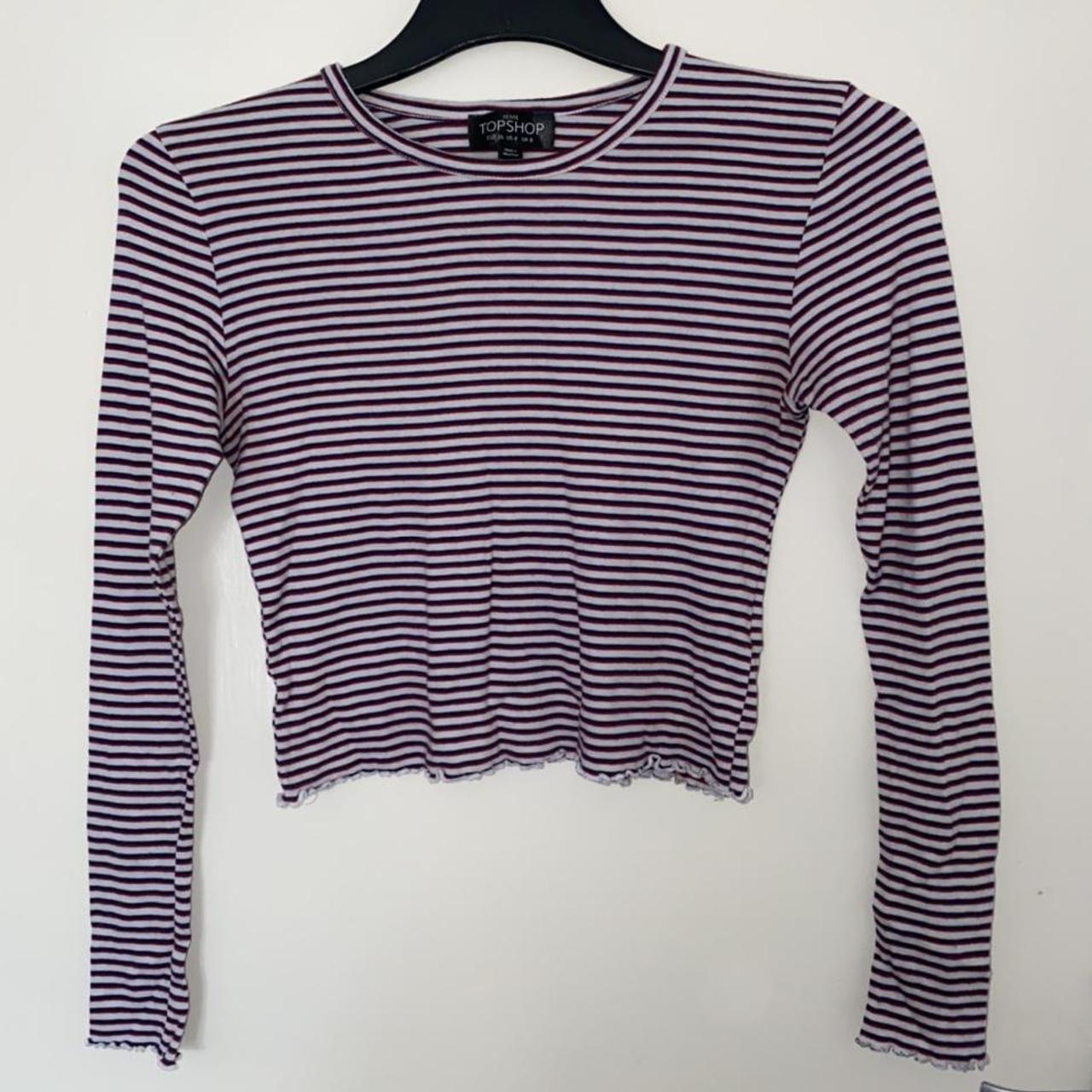 Red, blue and white striped long sleeve top! Size 8... - Depop