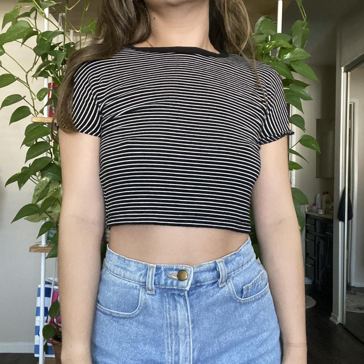 zara striped cropped shirt